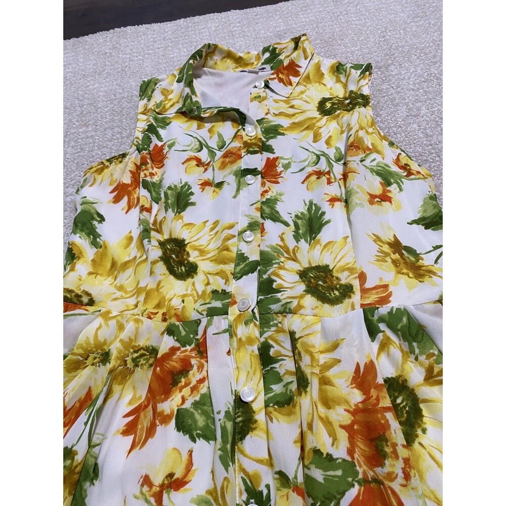 Womens Vintage db Fit & Flare Collared Floral Lined Dress Size 12 - Picture 11 of 16
